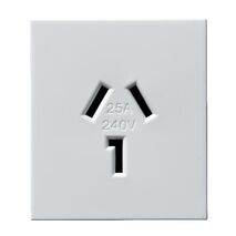 Excel Life - Horizontal single powerpoint mechanism 1 gang 25A 240V a.c. unswitched with L shape earth white