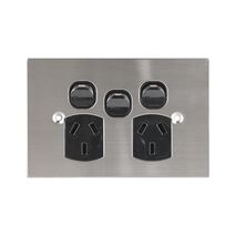 Double Power Point with Extra Switch – BLACK