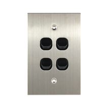 Stainless Steel Light Switch 4 Gang Vertical – BLACK