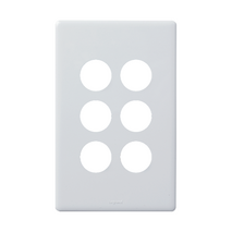 Excel Life EM Series Grid & Plate 6 Gang Gloss White