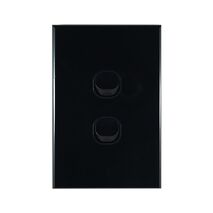 2 Gang Wall Switch Vertical Black GEO