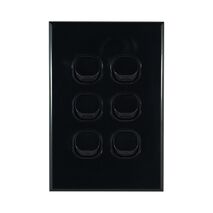 Light Switch 6 Gang – VERTICAL BLACK