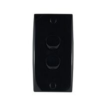 Intermediate Plate Light Switch 2 Gang – 78mm Mounting Centres BLACK