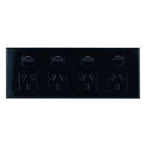 4 Gang Slimline Power Point – BLACK