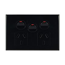 Double Power Point with Extra Switch – BLACK
