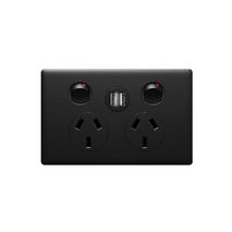 Excel Life 10A Double Powerpoint with Integrated USB Dual Type A Chargers Matt Black
