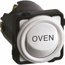 Excel Life - Engraved rocker switch mechanism 1 way 32A 240V a.c. OVEN engraved white