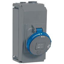 HYPRA - IEC industrial surface mount socket 3P+E 240V a.c. 63A grey