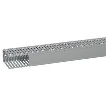 Transcab - Cable grey duct with cover - 2 metre length 60x100mm 2m 12.5mm finger DIN pitch with cover grey