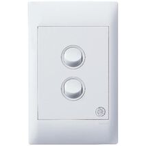 Excel Life - Medical - Common plate - Vertical rocker switch - Single Pole Double Throw - antimicrobial & chemical resistant 2 gang 16AX 240V a.c. white
