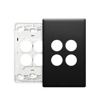 Excel Life EM Series Grid & Plate 4 Gang Matt Black