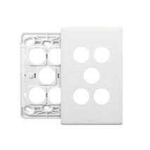 Excel Life EM Series Grid & Plate 5 Gang Matt White