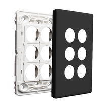 Excel Life EM Series Grid & Plate 6 Gang Black