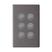 Excel Life 16A 2 Way Single Pole Double Throw Vertical Rocker Switch 6 Gang Urban Grey