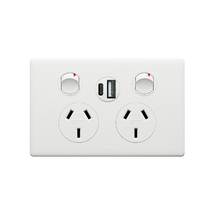 Excel Life 10A Double Powerpoint with Integrated USB Type A+C Chargers Matt White
