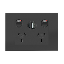 HPM VIVO 10A Double Powerpoint with Integrated Type A+C 2.4A USB Chargers Dark Grey