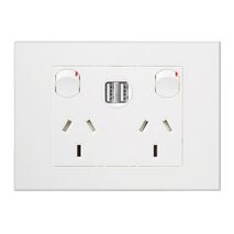 HPM VIVO 10A Double Power Point with Integrated USB 2.4A Chargers White