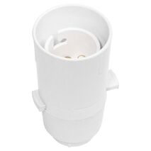 Lamp holder skirt double pole pushbar switch 10mm thread top entry - white