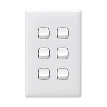 Linea - Vertical rocker switch - Single Pole Double Throw - 6 gang 2 way 240V a.c. white