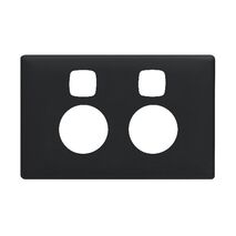 Linea Double powerpoint coverplate 2 gang with extra safety midnight dash