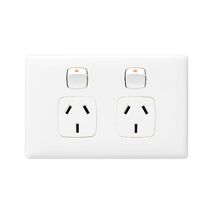 Linea - Horizontal double powerpoint 2 gang 10A 240V a.c. white