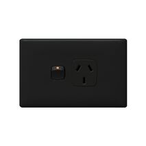 Linea - Horizontal single powerpoint 1 gang 10A 240V a.c. black