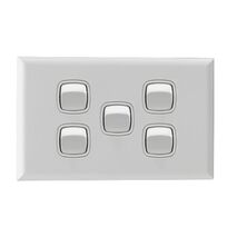 Excel - Horizontal rocker switch - Single Pole Double Throw - 5 gang 2 way 10A 240V a.c. white