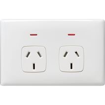 Linea - Horizontal double powerpoint 2 gang 10A 240V a.c. autoswitch white