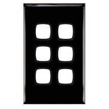Excel - Grid & plate For 770 series mechanisms - 6 gang blank & narrow 6 gang gloss black