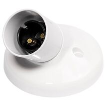 Weatherproof angled batten holder white B22 angle 90mm base 50mm mounting centre, IP33 - white