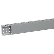 Transcab - Cable grey duct with cover - 2 metre length 80x40mm 2m 12.5mm finger DIN pitch with cover grey