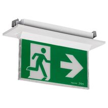 Economy LED Edgelight Exit sign complete with running man decals - white finish with lithium battery
