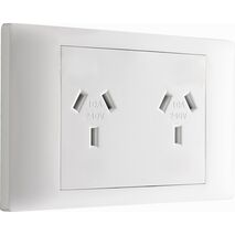 Excel Life - Common plate - Horizontal double powerpoint autoswitch 2 gang 10A 240V a.c. white