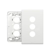 Excel Life EM Series Grid & Plate 3 Gang Matt White