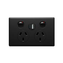 Excel Life 10A Double Powerpoint with Integrated USB Type A+C Chargers Matt Black