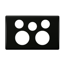 Excel Life Horizontal Double Powerpoint Coverplate with Extra Function Hole Black