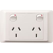 Excel Life - Secure plate - Horizontal double Powerpoint 2 gang 10A 240V a.c. secure plate white