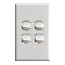 Excel - Vertical rocker switch - Single Pole Double Throw - 4 gang 2 way 10A 240V a.c. gloss white