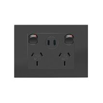 HPM VIVO Double Power Point with Type C+C 15W USB Charger Mechanism Black