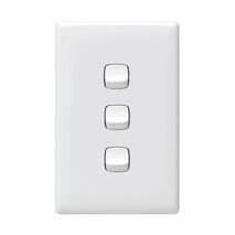 Linea - Vertical rocker switch - Single Pole Double Throw - 3 gang 2 way 240V a.c. white