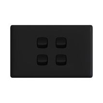 Linea - Horizontal rocker switch - Single Pole Double Throw - 4 gang 2 way 10A 240V a.c. black
