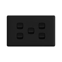 Linea Horizontal rocker switch - Single Pole Double Throw - 5 gang 2 way 10A 240V a.c. black