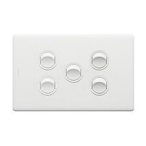 Excel Life 16A Single Pole Double Throw Horizontal Rocker Switch 5 Gang Matt White