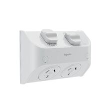 AQUA Life 10A IP53 Weatherproof Shallow Mount Double Powerpoint Limestone Grey