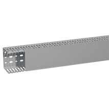 Transcab - Cable grey duct with cover - 2 metre length 100x80mm 2m 12.5mm finger DIN pitch with cover grey