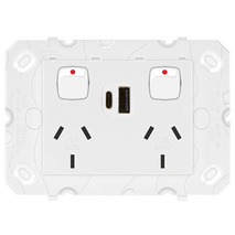 Arteor Double Powerpoint with Type A+C 15W USB Charger Mechanism White