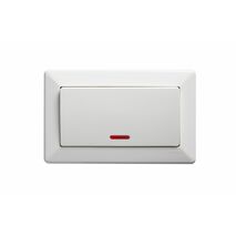 Como - Horizontal Single Pole Double Throw - rocker Switch large 1 gang 10A 240V a.c. with neon white