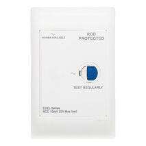 Excel Life - Common plate - Hospitality RCD protected switche 1 gang RCD 10mA 20A 240V a.c. white