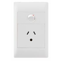 Excel Life - Common plate - Vertical single powerpoint 1 gang 10A 240V a.c. with round earth white