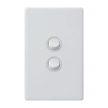 Excel Life 16AX 2 Way Single Pole Double Throw Vertical Rocker Switch 2 Gang Gloss White